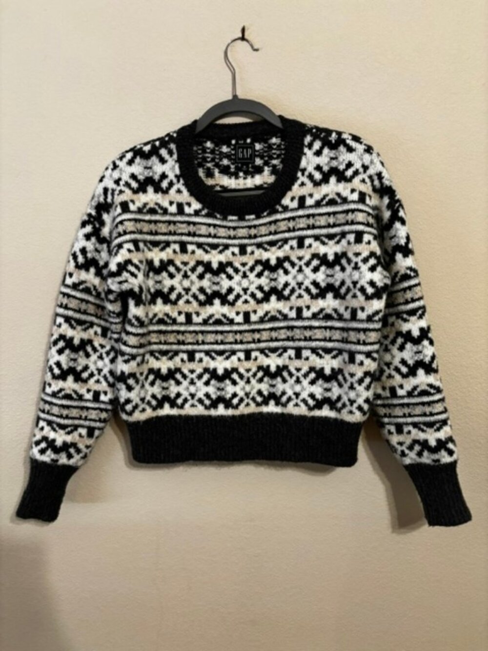 Gap Women's Alpaca-Blend Chunky Fair Isle Crewneck Sweater; Size: M